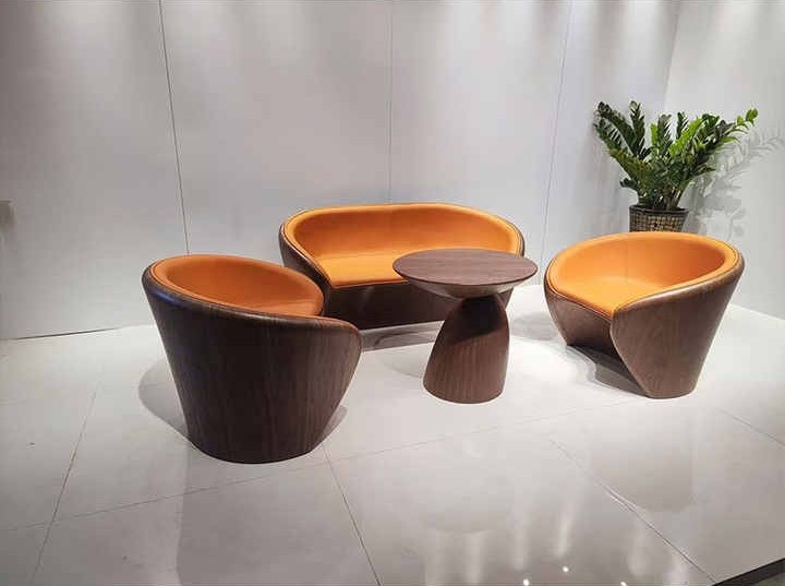 Light Luxury Multi-person Fiberglass Soft-covered Seat Living Room Round Wood Grain Sofa Customization Negotiation Outdoor