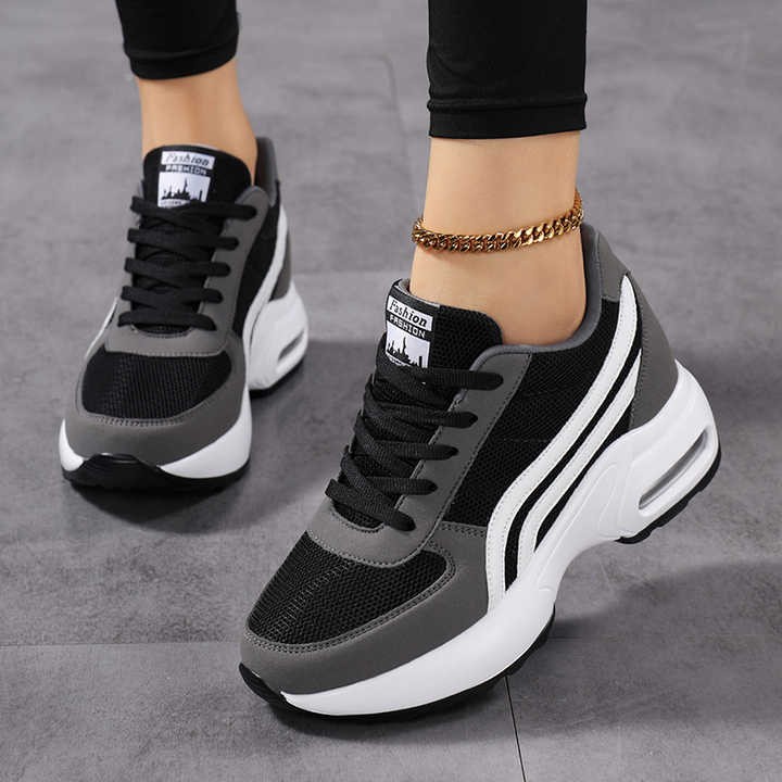 2025 Best Selling Women's Wedge Sneakers Height Increasing Mesh Platform Casual Shoes Breathable Design for Dropshipping