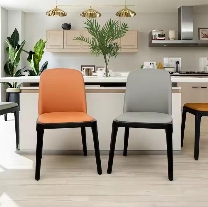 Wholesale Modern PU Leather Wood Armrest Chair Upholstered Solid Wood Dining Chairs for Restaurant Hotel